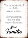 Holzschild 40x30 cm eine Familie zusammen wir alles