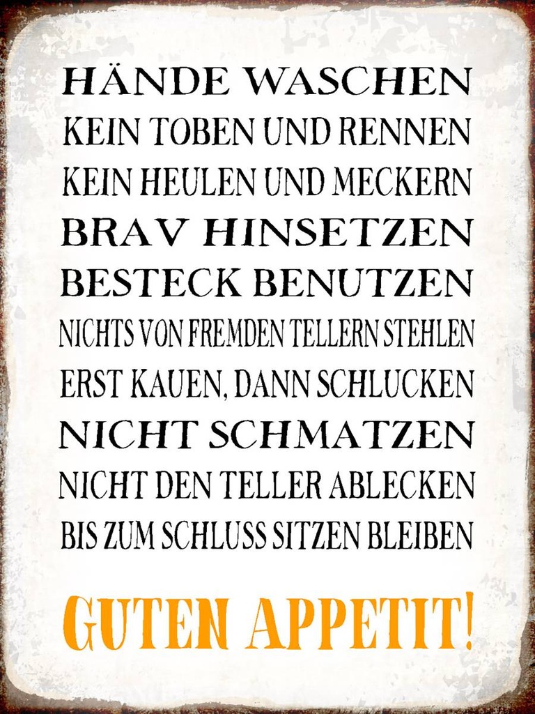 Holzschild 40x30 cm Hände waschen guten Appetit