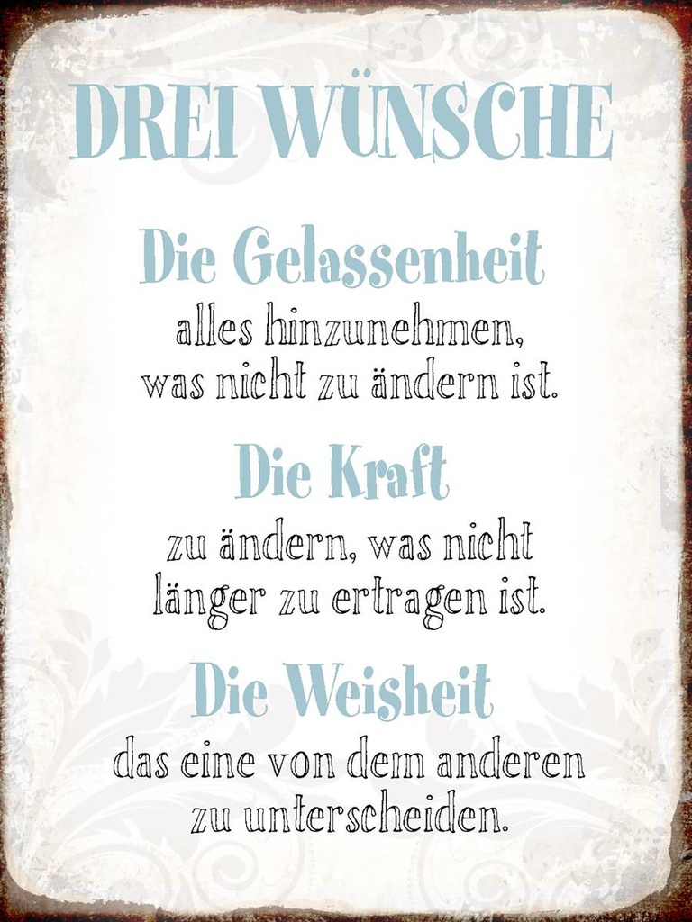 Holzschild 40x30 cm 3 Wünsche Gelassenheit Kraft