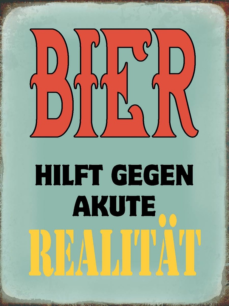 Holzschild 40x30 cm Bier hilft gegen akute Realität