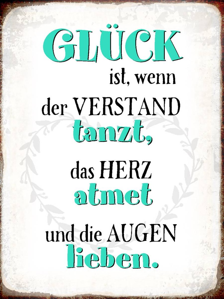 Holzschild 40x30 cm Glück ist wenn Verstand tanzt
