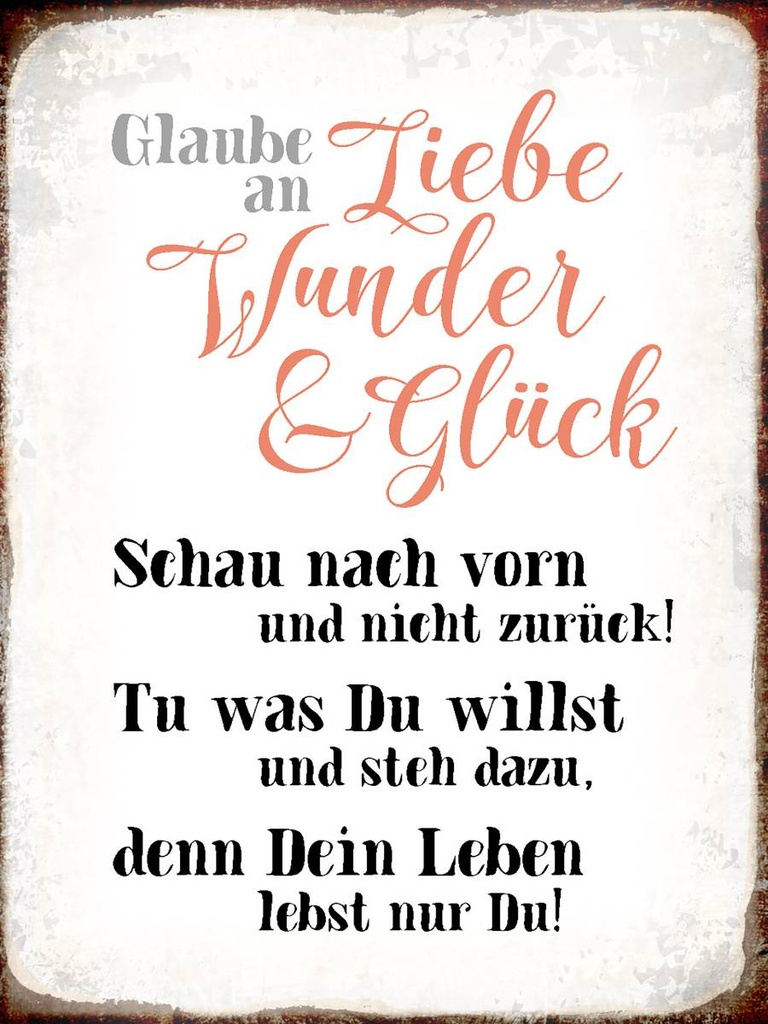 Holzschild 40x30 cm glaube an Liebe Wunder Glück