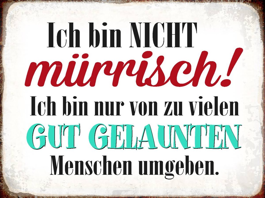 Holzschild 30x40 cm ich bin nicht mürrisch bin nur