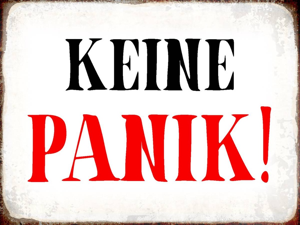 [LA-1790747-H] Holzschild 30x40 cm keine Panik Retro