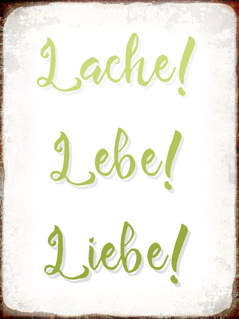 Holzschild 40x30 cm lache lebe liebe Retro