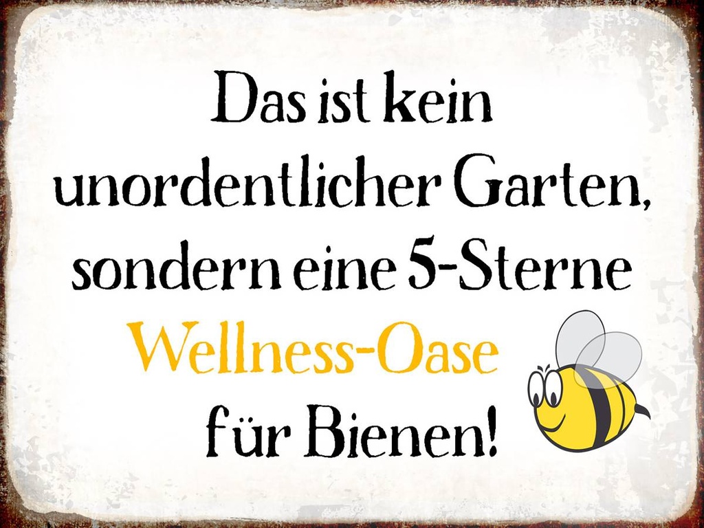 Holzschild 30x40 cm kein Garten Wellness Oase Biene