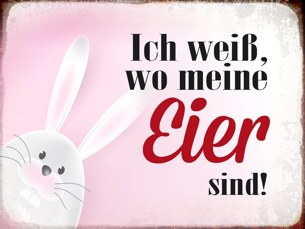 Holzschild 30x40 cm Osterhase weiß wo Eier sind