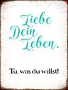 Holzschild 40x30 cm liebe dein Leben tue was willst