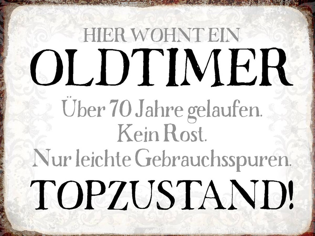 Holzschild 30x40 cm hier wohnt Oldtimer über 70