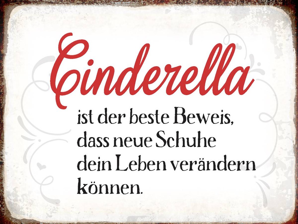 Holzschild 30x40 cm Cinderella beste Beweis Schuhe