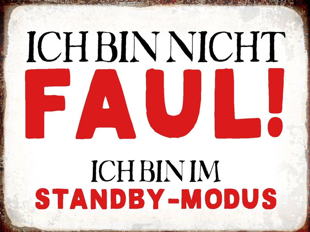 Holzschild 30x40 cm bin nicht faul im standby Modus
