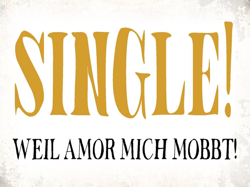 Holzschild 30x40 cm Single weil amor mich mobbt