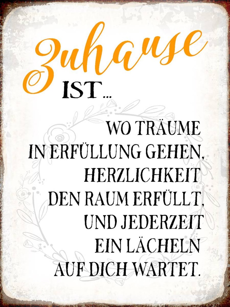 Holzschild 40x30 cm Zuhause ist wo Träume Lächeln