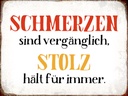 Holzschild 30x40 cm Schmerzen Solz hält für immer