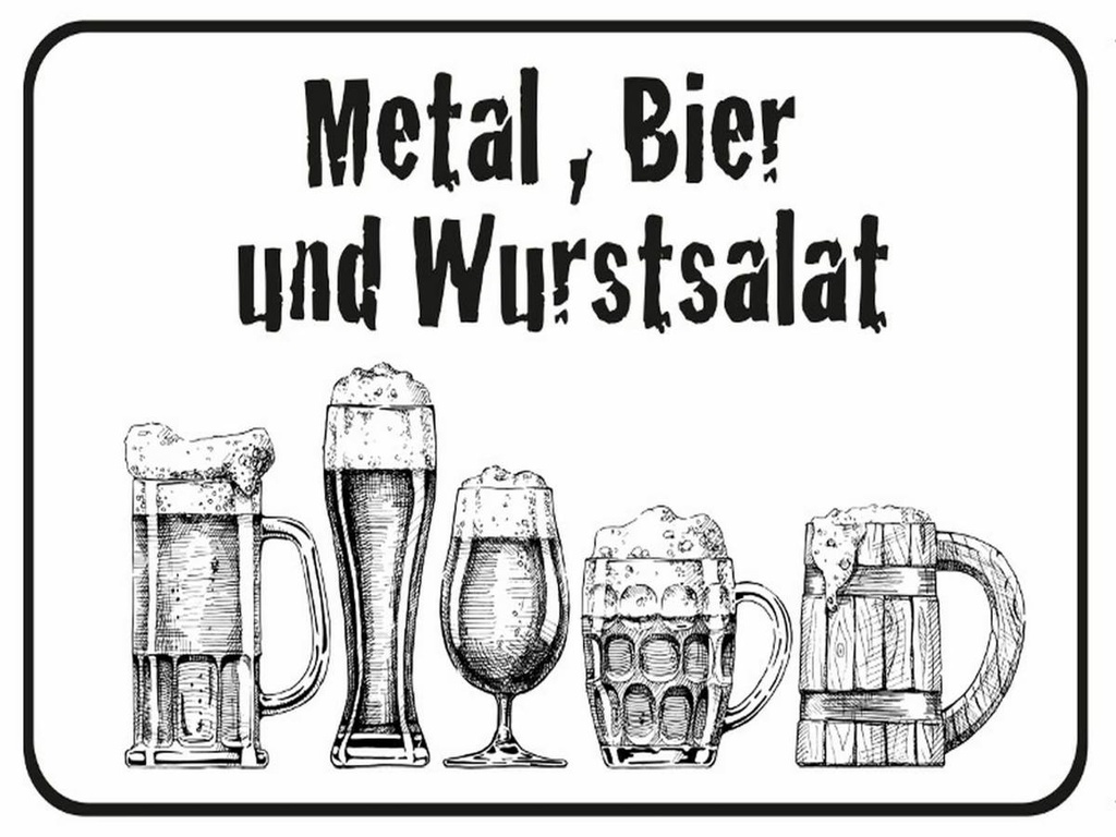 Holzschild 30x40 cm Bier und Wurstsalat