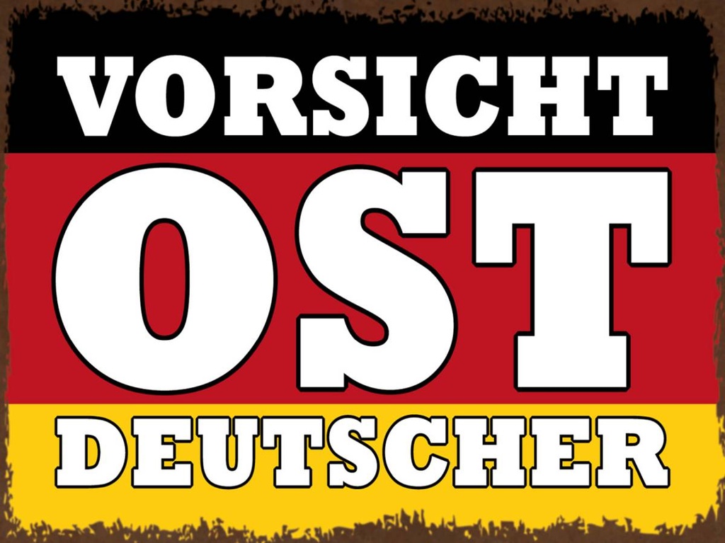 Holzschild 30x40 cm Flagge Vorsicht Ost Deutscher