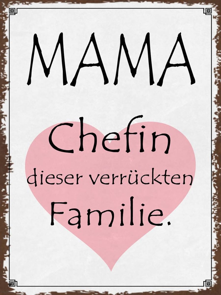 Holzschild 40x30 cm Mama Chefin verrückter Familie
