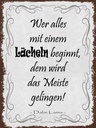 Holzschild 40x30 cm wer alles mit Lächeln beginnt