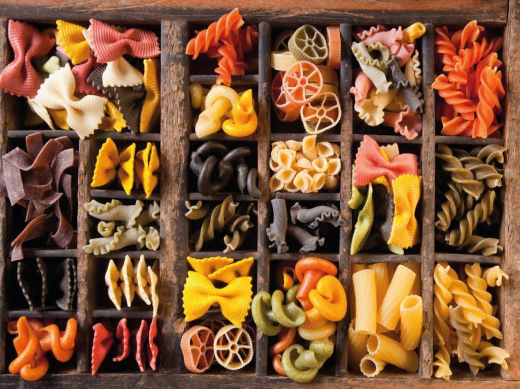 [LA-1790976-H] Holzschild 30x40 cm Essen Nudeln Nudelarten Pasta Bildmotiv