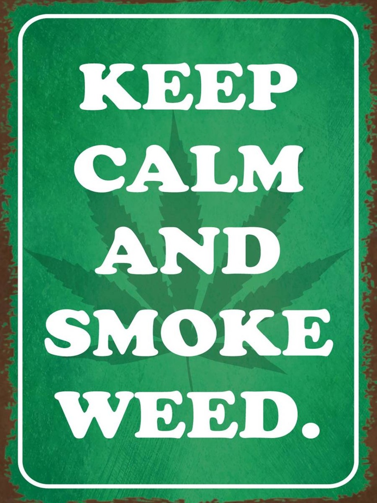 Holzschild 40x30 cm keep calm and smoke weed