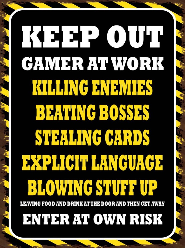 Holzschild 40x30 cm Keep Out gamer at work killing