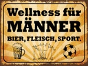 Holzschild 30x40 cm Wellness Männer Bier Fleisch