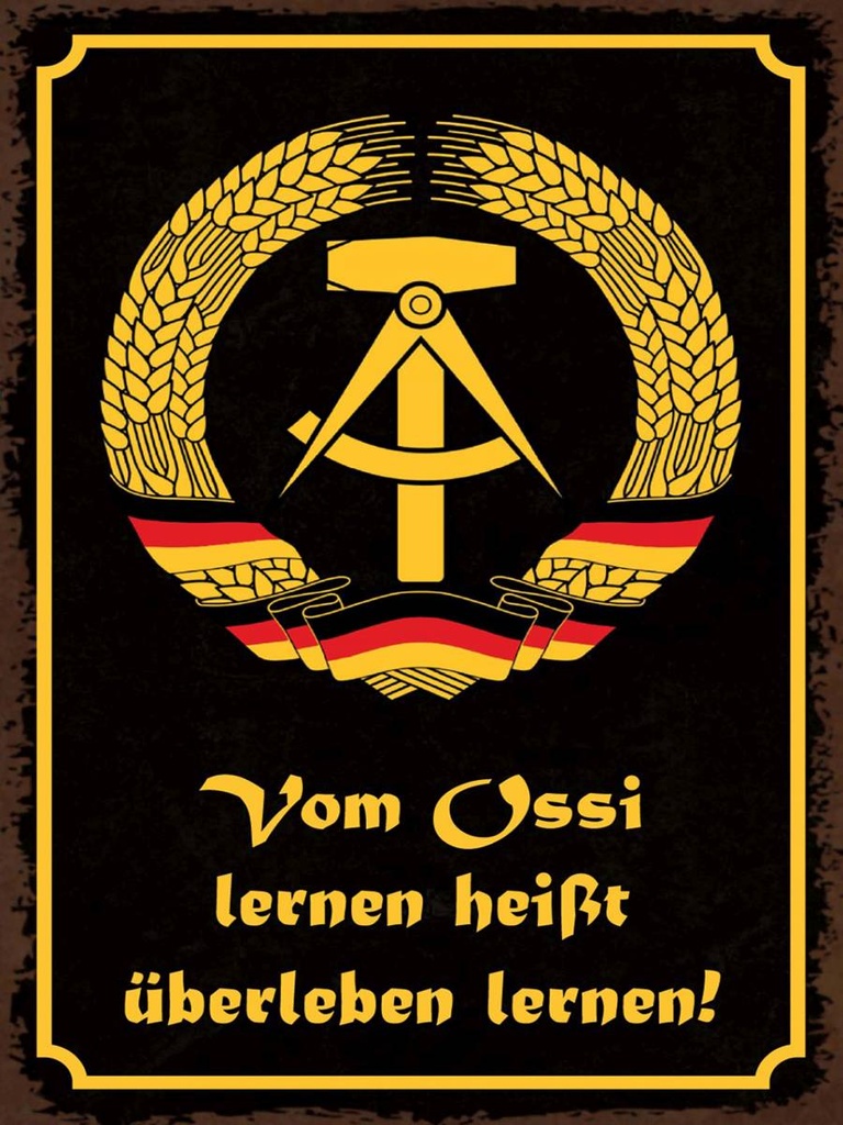 Holzschild 40x30 cm Ossi lernen heißt überleben