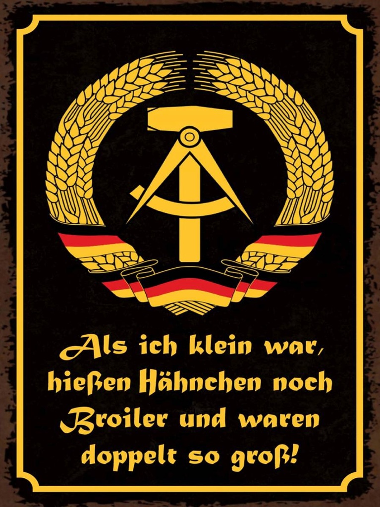 Holzschild 40x30 cm DDR Hähnchen hießen Broiler