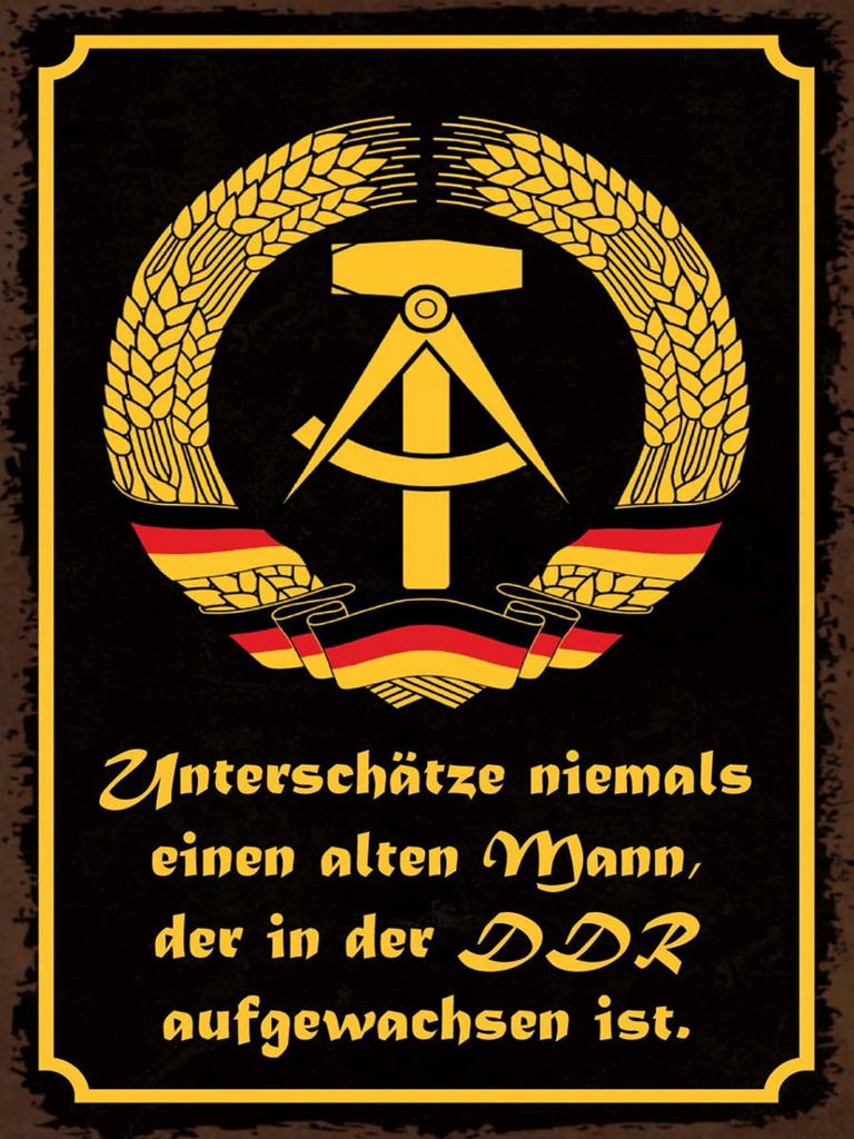 Holzschild 40x30 cm unterschätze niemals Mann DDR
