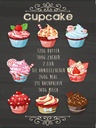 Holzschild 40x30 cm Rezept Cupcake 120G Butter Zucker
