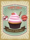 Holzschild 40x30 cm Essen Cupcake natural fresh Delicious