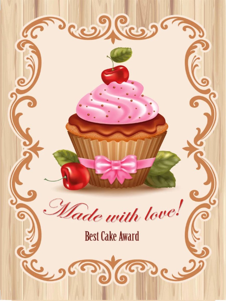 Holzschild 40x30 cm Essen best Cupcake award with Love