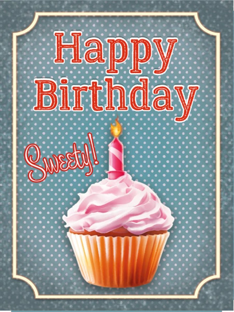 [LA-1791020-H] Holzschild 40x30 cm Happy Birthday sweety! Kerze