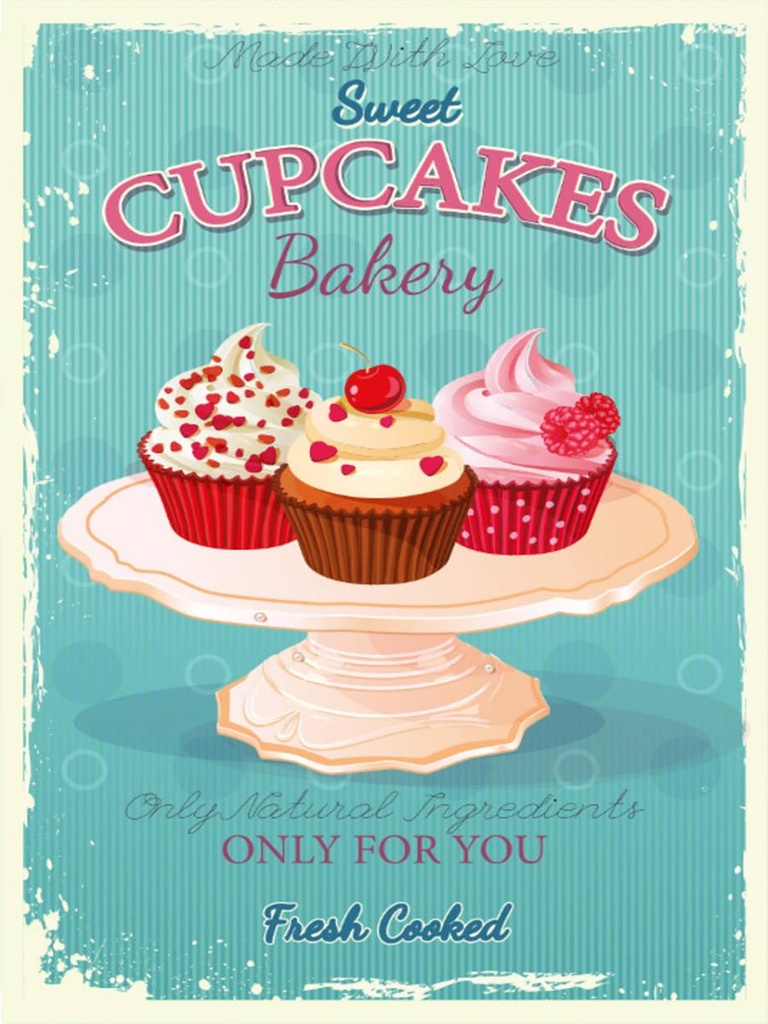Holzschild 40x30 cm Cupcakes made with love sweet bakery