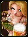 Holzschild 40x30 cm Pinup Oh schon Bier Uhr ?
