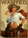 Holzschild 40x30 cm Pinup wanted Cowgirl