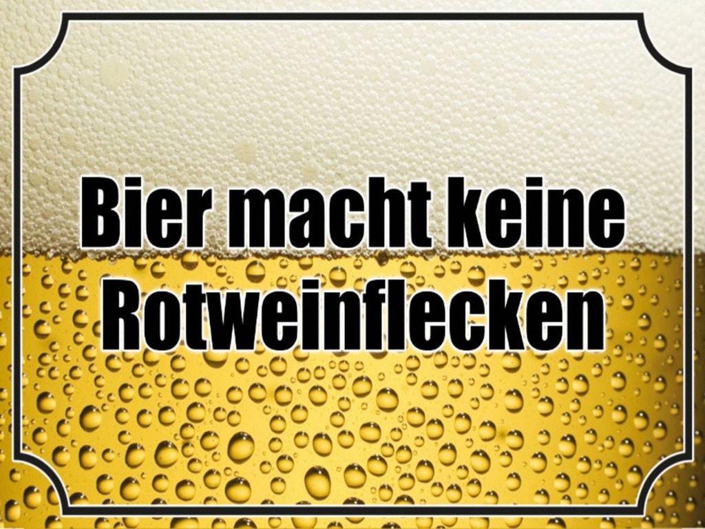 Holzschild 30x40 cm Bier keine Rotweinflecken