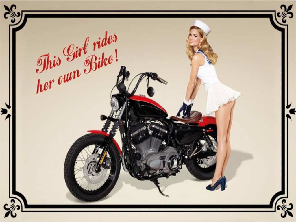Holzschild 30x40 cm Motorrad this girl rides her own Biker