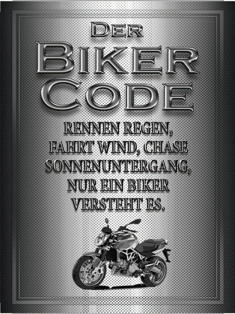 Holzschild 40x30 cm Motorrad Biker Code rennen regen wind