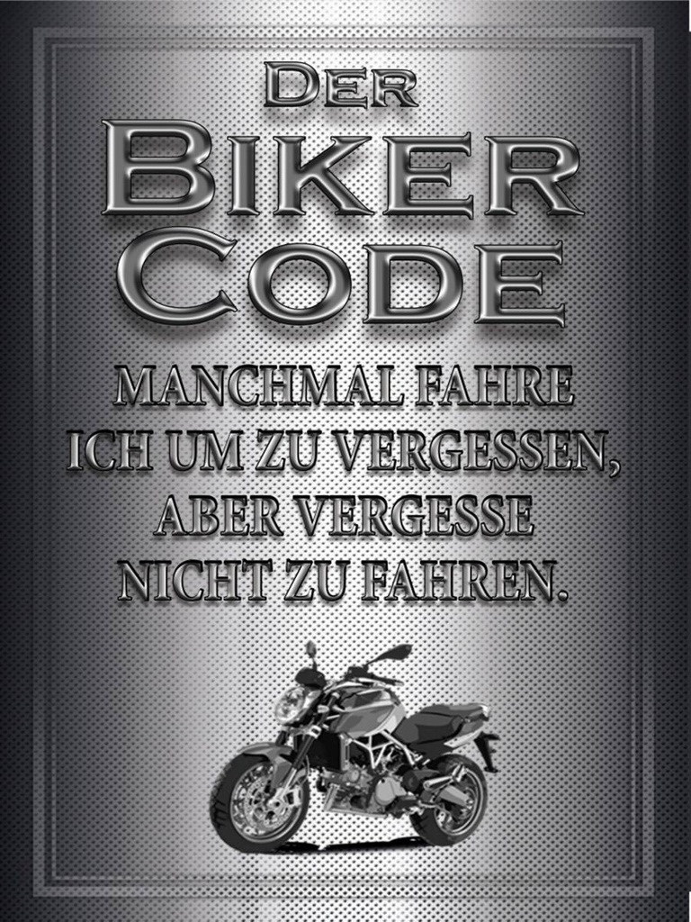 Holzschild 40x30 cm Motorrad Biker Code fahren um zu vergessen