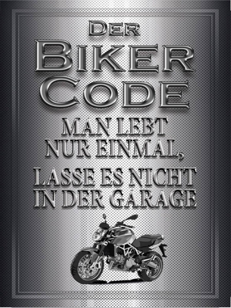 Holzschild 40x30 cm Motorrad Biker Code man lebt nur einmal