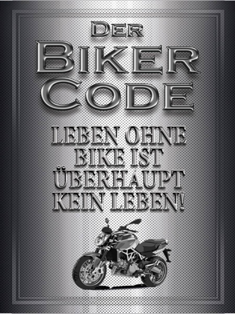 Holzschild 40x30 cm Motorrad Biker Code leben ohne kein Leben
