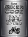 Holzschild 40x30 cm Motorrad Biker Code leben ohne kein Leben