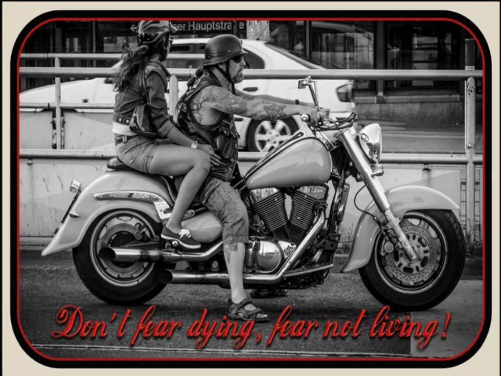 Holzschild 30x40 cm Motorrad Biker don´t fear dying fear