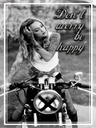 Holzschild 40x30 cm Motorrad Biker Girl don´t worry happy