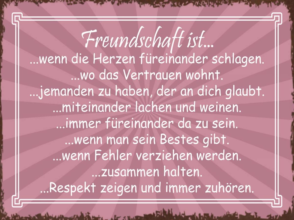 Holzschild 30x40 cm Freundschaft ist wenn Herze