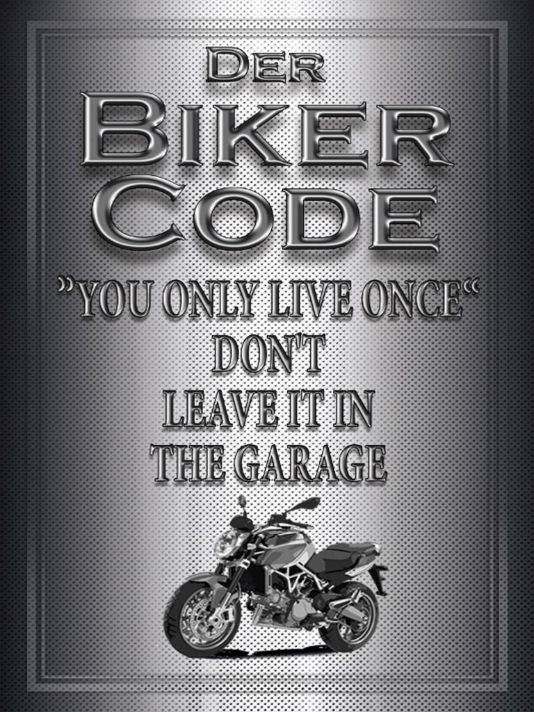 Holzschild 40x30 cm Motorrad Biker Code you only live once