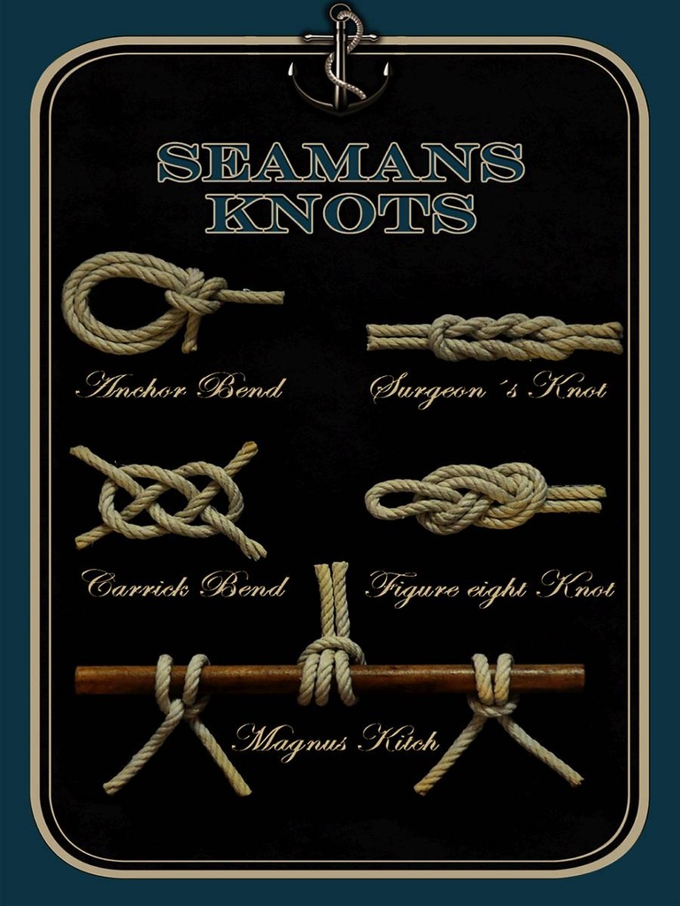 Holzschild 40x30 cm Seamans Knots Seemannsknoten