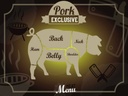 Holzschild 30x40 cm Fleisch Schnitte Pork exklusive Menü
