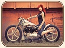 Holzschild 30x40 cm Motorrad Biker Girl Frau Pin up Bildmotiv